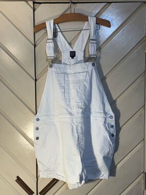 GAP White Denim Overalls with Front Bib